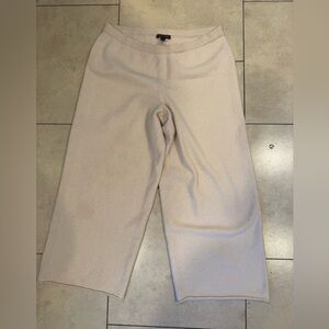 Eileen Fisher Cream Beige Knit Wool Cropped Wide Leg lounge pants Pull On Medium